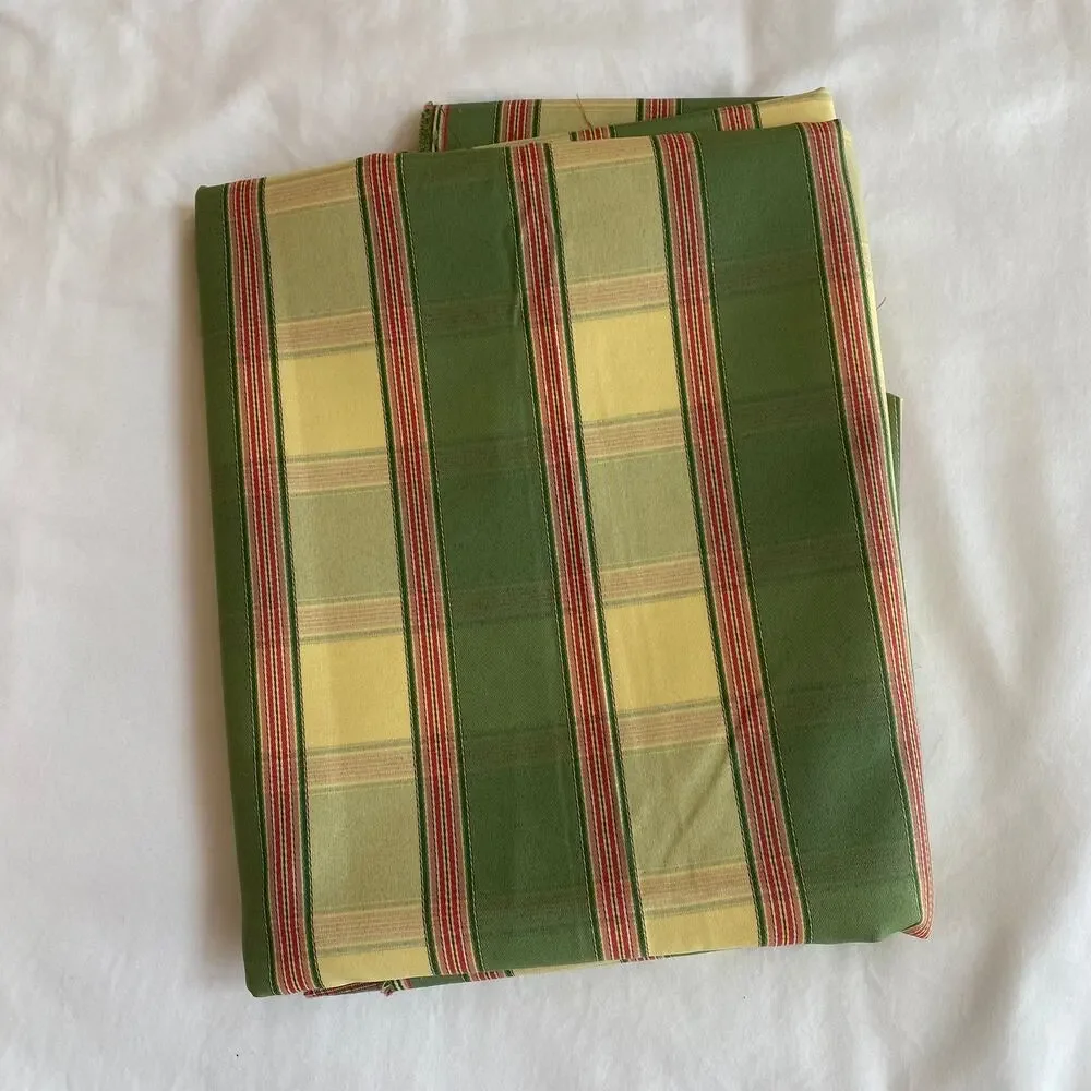Green & Yellow Striped‎ Fabric with a Touch of Red Interwoven Fabric 57